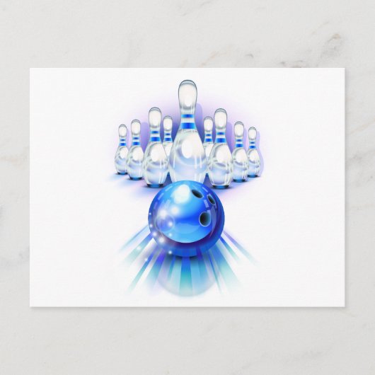 Blauwe bowling briefkaart (Voorkant)
