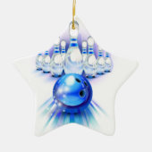 Blauwe bowling keramisch ornament (Voorkant)