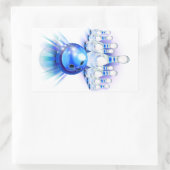 Blauwe bowling rechthoekige sticker (Tas)