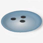 Blauwe Bowlingbal Papieren Bordje (Gekanteld)