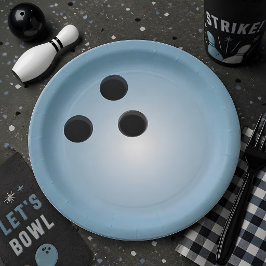 Blauwe Bowlingbal Papieren Bordje