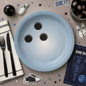 Blauwe Bowlingbal Papieren Bordje
