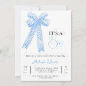 Blauwe BowTemplate Afdrukbare Baby Boy Douche Kaart (Voorkant)