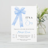 Blauwe BowTemplate Afdrukbare Baby Boy Douche Kaart (Staand voorkant)