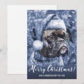Blauwe Boxer Honden Kerstmis Feestdagenkaart (Voorkant / Achterkant)