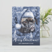 Blauwe Boxer Honden Kerstmis Feestdagenkaart (Staand voorkant)