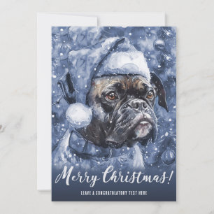 Blauwe Boxer Honden Kerstmis Feestdagenkaart