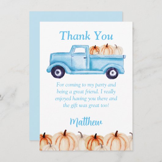 Blauwe boys Popsiday Birthday Party Hartelijk dank Kaart (Voorkant / Achterkant)