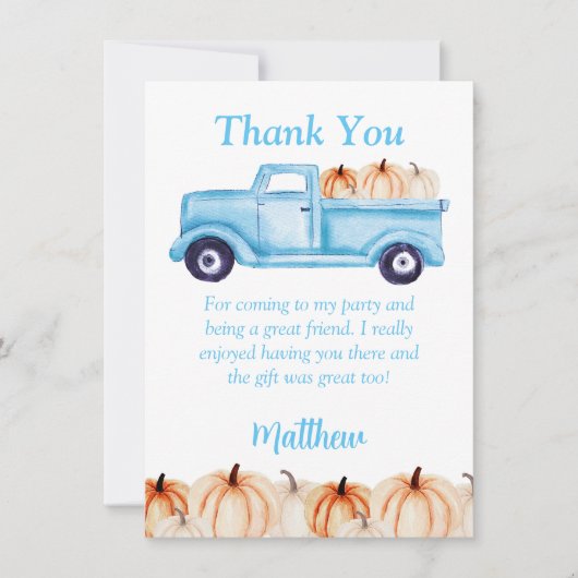 Blauwe boys Popsiday Birthday Party Hartelijk dank Kaart (Voorkant)