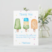 Blauwe boys Popsiday Birthday Party Hartelijk dank Kaart (Staand voorkant)