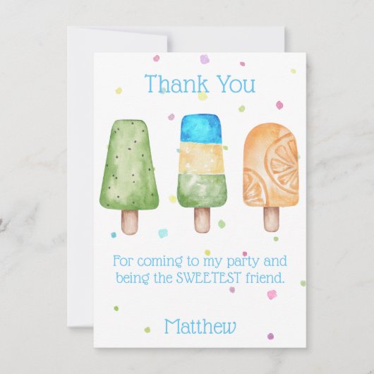 Blauwe boys Popsiday Birthday Party Hartelijk dank Kaart (Voorkant)