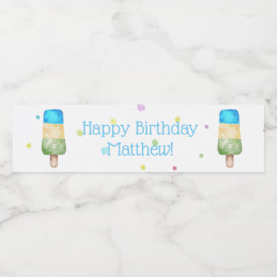 Blauwe boys Popsiday Birthday Party Waterfles Etiket