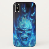 Blauwe boze schedel hoofd met ontsteking Case-Mate iPhone case (Achterkant)