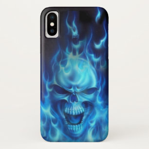 Blauwe boze schedel hoofd met ontsteking Case-Mate iPhone case