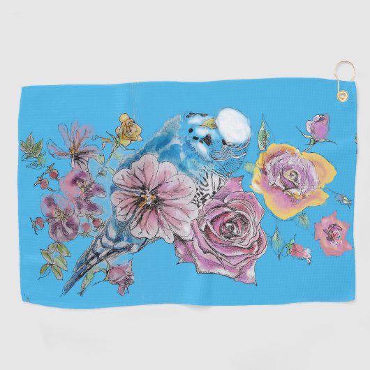 Blauwe boze Waterverf meisjes blauw Golfhanddoek (Horizontaal)