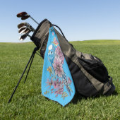 Blauwe boze Waterverf meisjes blauw Golfhanddoek (Groen)