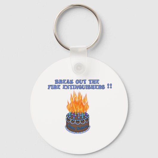Blauwe brandblusapparaten - Birthday Cake Sleutelhanger (Voorkant)