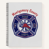Blauwe brandblusbadge Logo Gepersonaliseerd Ontvan Notitieboek (Voorkant)