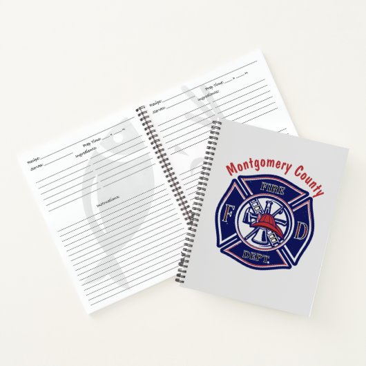 Blauwe brandblusbadge Logo Gepersonaliseerd Ontvan Notitieboek (Binnen)