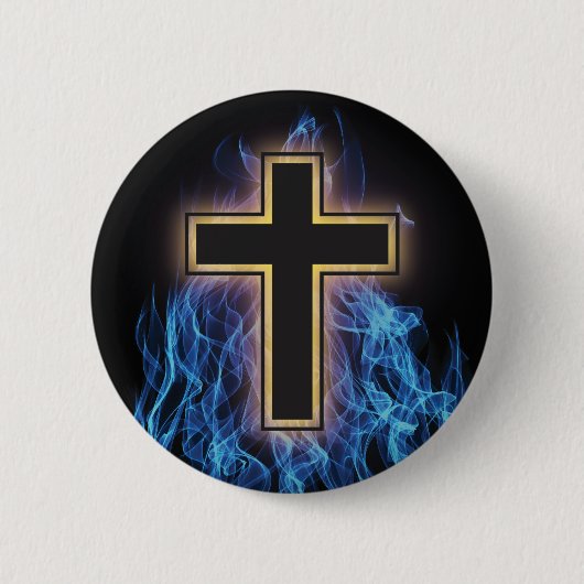 BLAUWE BRANDBRAND. Christelijk SPIRITUEEL VERMOGEN Ronde Button 5,7 Cm (Voorkant)