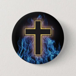 BLAUWE BRANDBRAND. Christelijk SPIRITUEEL VERMOGEN Ronde Button 5,7 Cm