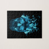 Blauwe brandende schedel legpuzzel (Horizontaal)