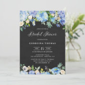 Blauwe brandkranen en Rozen ChalkboardVrijgezellen Kaart (Staand voorkant)