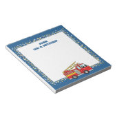Blauwe brandweerwagen gepersonaliseerde mitswa notitieblok (Schuin)