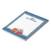 Blauwe brandweerwagen gepersonaliseerde mitswa notitieblok (Linkerzijde)