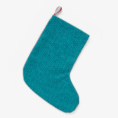 Blauwe breiwol textuur close-up kleine kerstsok (Voorkant (Hangend))