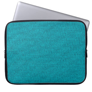 Blauwe breiwol textuur close-up laptop sleeve