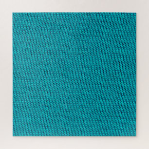 Blauwe breiwol textuur close-up legpuzzel