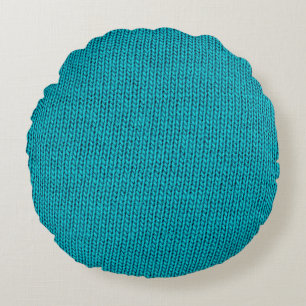 Blauwe breiwol textuur close-up rond kussen