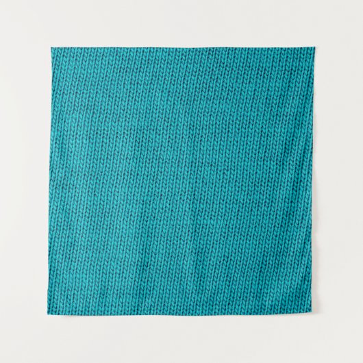 Blauwe breiwol textuur close-up wandkleed (Voorkant)