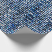 Blauwe breiwoltextuur cadeaupapier (Hoek)