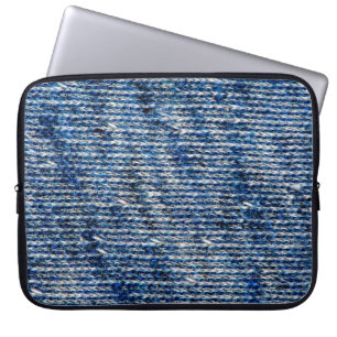Blauwe breiwoltextuur laptop sleeve