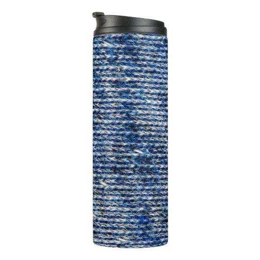 Blauwe breiwoltextuur thermosbeker (Geroteerd rechts)