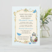 Blauwe  Bridal Tea Party Kaart (Staand voorkant)