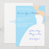 Blauwe bride Silhouette Bridal Shower Uitnodiging (Voorkant / Achterkant)