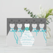 Blauwe bridesmaids Bridal Shower Uitnodiging (Staand voorkant)