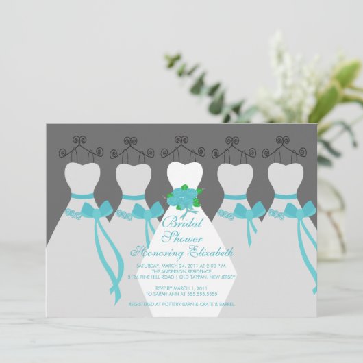 Blauwe bridesmaids Bridal Shower Uitnodiging (Staand voorkant)