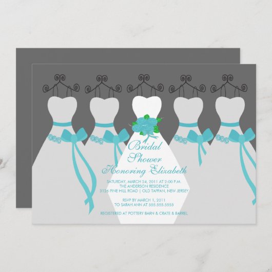 Blauwe bridesmaids Bridal Shower Uitnodiging (Voorkant / Achterkant)