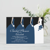 Blauwe bridesmaids Bridal Shower Uitnodiging (Staand voorkant)