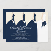 Blauwe bridesmaids Bridal Shower Uitnodiging (Voorkant / Achterkant)