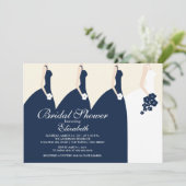 Blauwe bridesmaids Bridal Shower Uitnodiging (Staand voorkant)