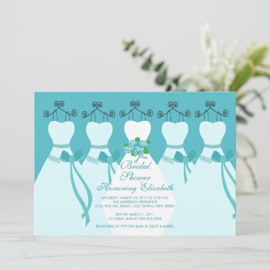 Blauwe bridesmaids Bridal Shower Uitnodiging (Staand voorkant)