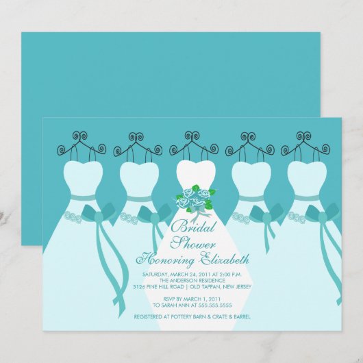 Blauwe bridesmaids Bridal Shower Uitnodiging (Voorkant / Achterkant)