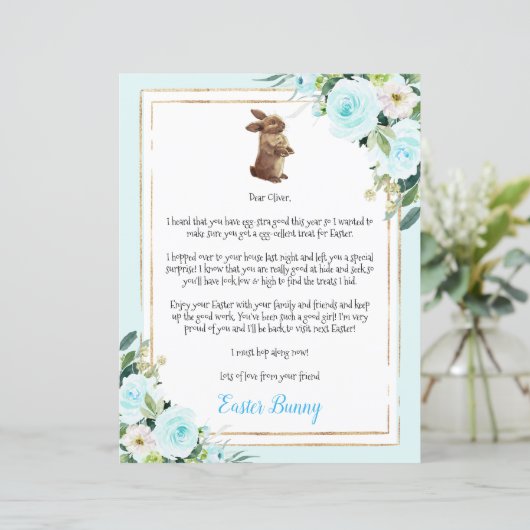 Blauwe brief van paasbundel aan kind (Staand voorkant)