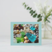 Blauwe briefkaarten Groen Zee Glazen Agates (Staand voorkant)