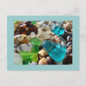 Blauwe briefkaarten Groen Zee Glazen Agates (Voorkant)